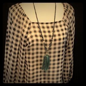 A New Day blouse, sheer checked fabric